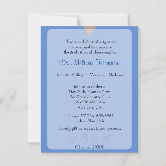 獣医院発表 招待状 (裏面)