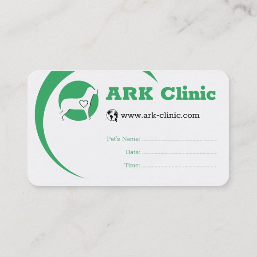 獣医院 |情報アポイントメントカード 予約カード (裏面)