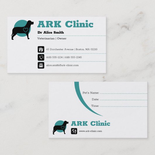 獣医院 |情報 予約カード (正面/裏面)