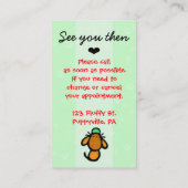 獣医。グルーミング.クリニック。アポイントメントアラーム 予約カード (裏面)