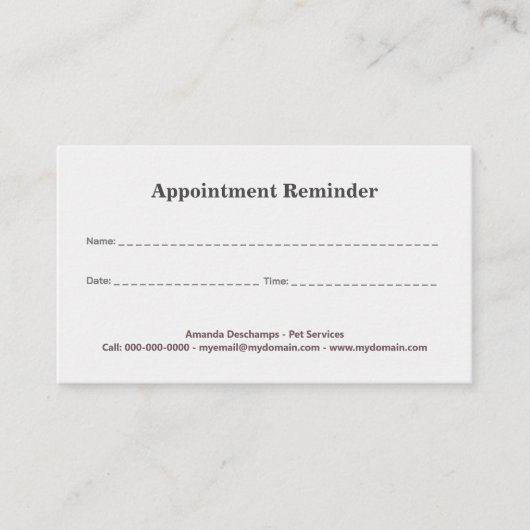 獣医、ペット、カラースクウェアアポイントメントカード 名刺 (正面)