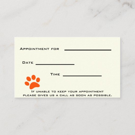 獣医 予約カード (裏面)