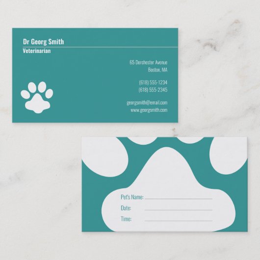 獣医 |情報 予約カード (正面/裏面)