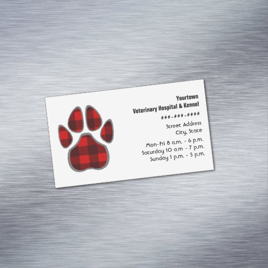 獣医/犬小屋の格子縞の磁気名刺 マグネット名刺 (インサイチュ)