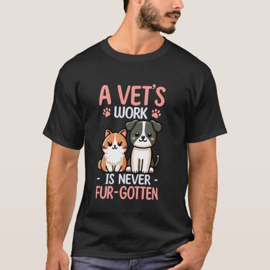 獣医 猫 犬 デザイン 獣医技術者 獣医師 Tシャツ (正面)