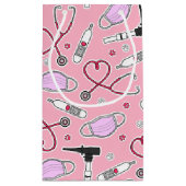 獣医/獣医の技術者パターンピンク スモールペーパーバッグ (裏面)