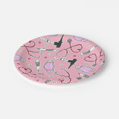 獣医/獣医の技術者パターンピンク ペーパープレート (アングル)