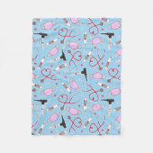 獣医/獣医の技術者パターン青 フリースブランケット (正面)