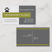 獣医/獣医クリニックのポーオリーブグリーン目を引く 名刺 (正面/裏面)