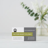 獣医/獣医クリニックのポーオリーブグリーン目を引く 名刺 (スタンド正面)