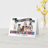 獣医（現・獣医）おめでたい猫と犬 カード (黄色い花)