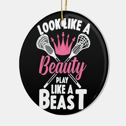 獣女遊の子のラクロスのように見える セラミックオーナメント (左)