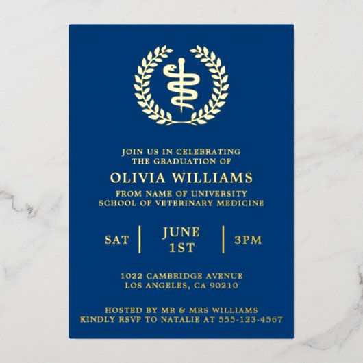 獣学校海軍金ゴールド卒業会 箔招待状 (正面)