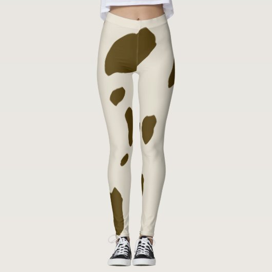 獣茶色フェイクの牛皮 レギンス (正面)