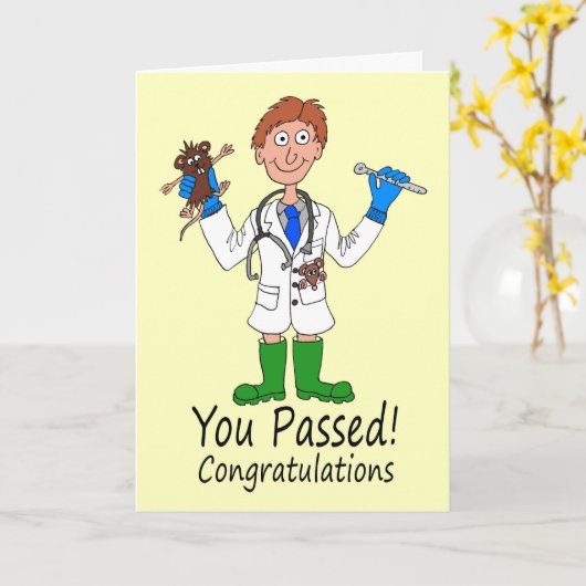 獣車の資格を取ることおめでとう カード (黄色い花)