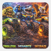 獣、ライダー、エピックモンスタートラックとクリーチャー スクエアシール (正面)