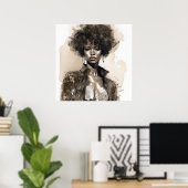 獰猛でファッショナブルなメラニン美しい 図解入りの、写真付きの ポスター (ホームオフィス)