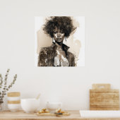 獰猛でファッショナブルなメラニン美しい 図解入りの、写真付きの ポスター (キッチン)