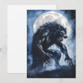 獰猛な狼人間 水彩画のホリデーカード シーズンカード (正面/裏面)