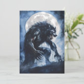 獰猛な狼男の水彩画 ホリデーカード (スタンド正面)
