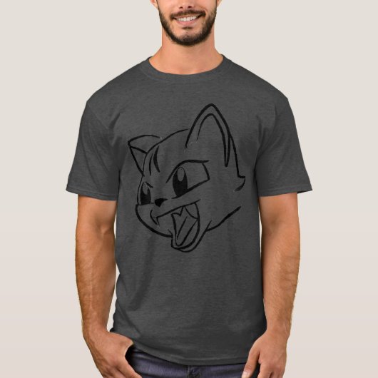 獰猛な猫の少年 Tシャツ (正面)