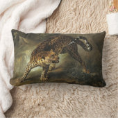 獰猛な野生ヒョウ（ジャン=バプティスト・ウドライ） ランバークッション (ブランケット)