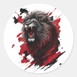獰猛な黒い獅子 ラウンドシール