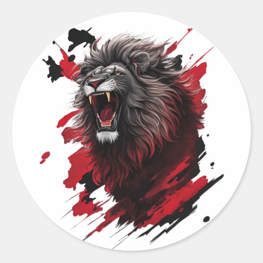 獰猛な黒い獅子 ラウンドシール (正面)