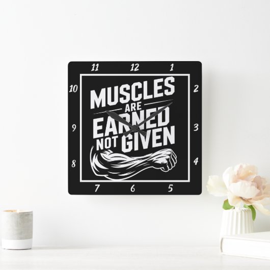 獲得されなかった筋肉与え スクエア壁時計 (ホーム)