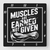 獲得されなかった筋肉与え スクエア壁時計 (正面)