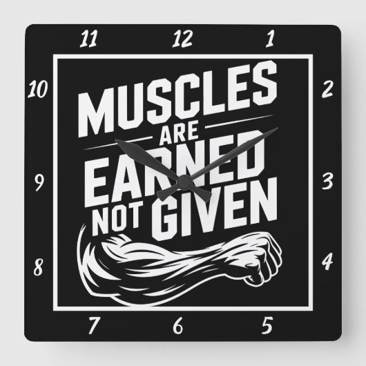 獲得されなかった筋肉与え スクエア壁時計 (正面)