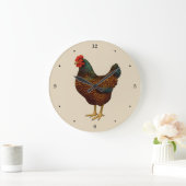 玄武者の鶏 ラージ壁時計 (ホーム)