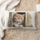 玄関のショウガ猫の水彩画 ランバークッション (ブランケット)
