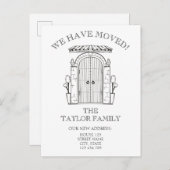 玄関のドアの新しい家の移動発表 案内ポストカード (正面/裏面)