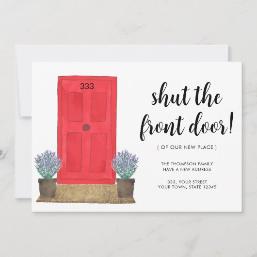 玄関のドアを閉めて動く 案内状 (正面)