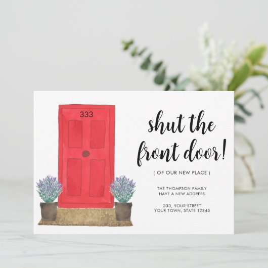 玄関のドアを閉めて動く 案内状 (スタンド正面)