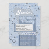 玄関ひさしの映画パーティの招待状のレトロドライブ 招待状 (正面/裏面)