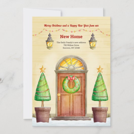 玄関ドアのホリデー引越しお知らせ シーズンカード (正面)