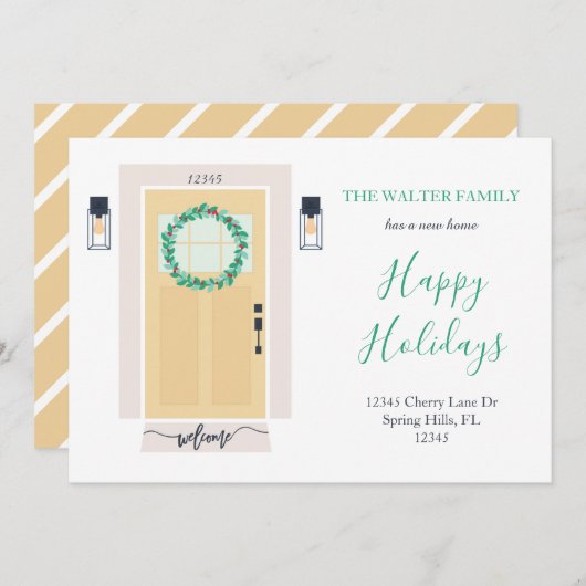 玄関ドア移動案内（黄色） 案内状 (正面/裏面)