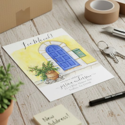 玄関ドア 引っ越しのお知らせ 私は引っ越しました 案内ポストカード