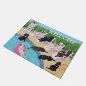 玄関マットを絵を描くプールサイドのパーティーのラブラドール ドアマット (アングル)