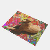 玄関マット、赤いプードル ドアマット (アングル)