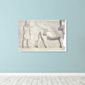 玄関口からの人間の頭のブルと翼のある姿 キャンバスプリント (インサイチュ (ウッドフロア))