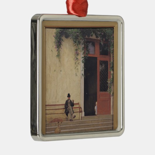 玄関口の芸術家の父そして息子 メタルオーナメント (右)