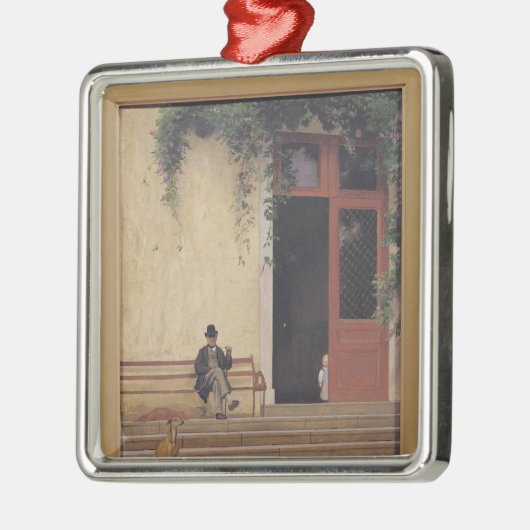 玄関口の芸術家の父そして息子 メタルオーナメント (左)