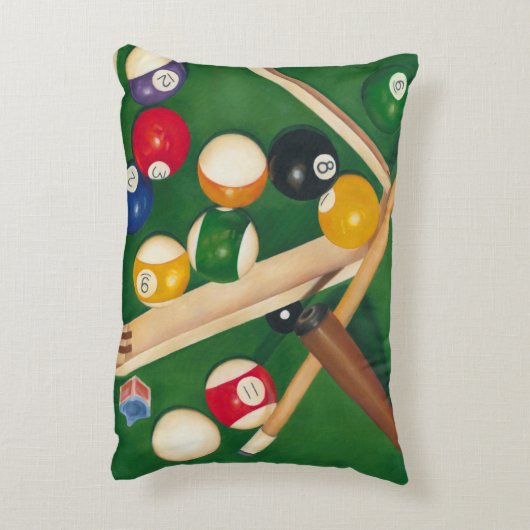 玉とチョークが生き生きとしたビリヤード台 アクセントクッション (裏面(縦))