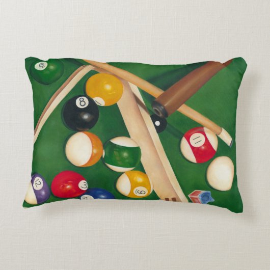 玉とチョークが生き生きとしたビリヤード台 アクセントクッション (裏面)