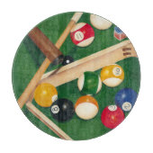 玉とチョークが生き生きとしたビリヤード台 カッティングボード (正面)