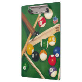 玉とチョークが生き生きとしたビリヤード台 クリップボード (左)