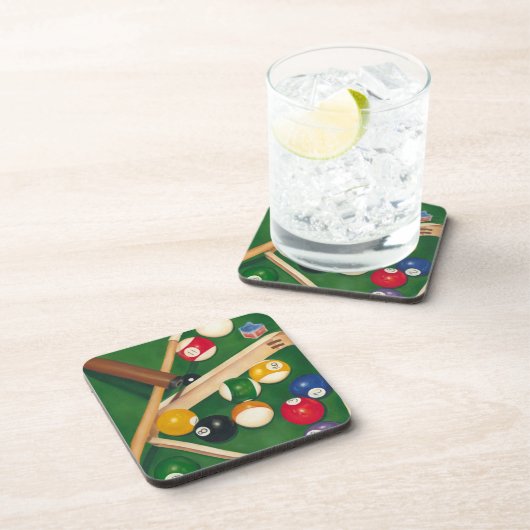 玉とチョークが生き生きとしたビリヤード台 コースター (右側)